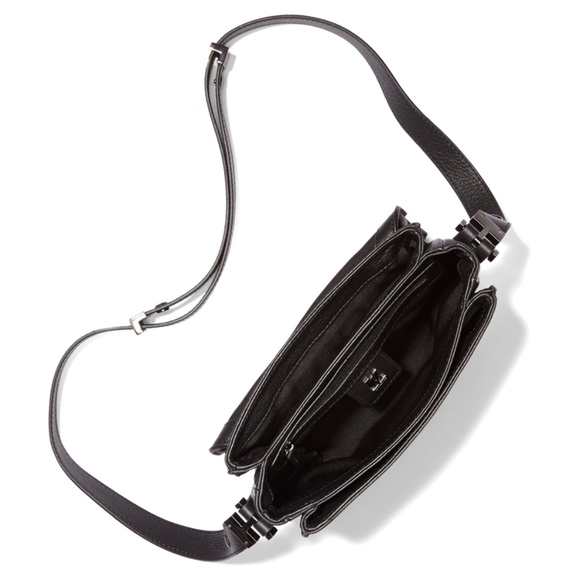 VINCE CAMUTO BLACK LEATHER CROSS BODY HANDBAG NWT - Picture 2 of 2